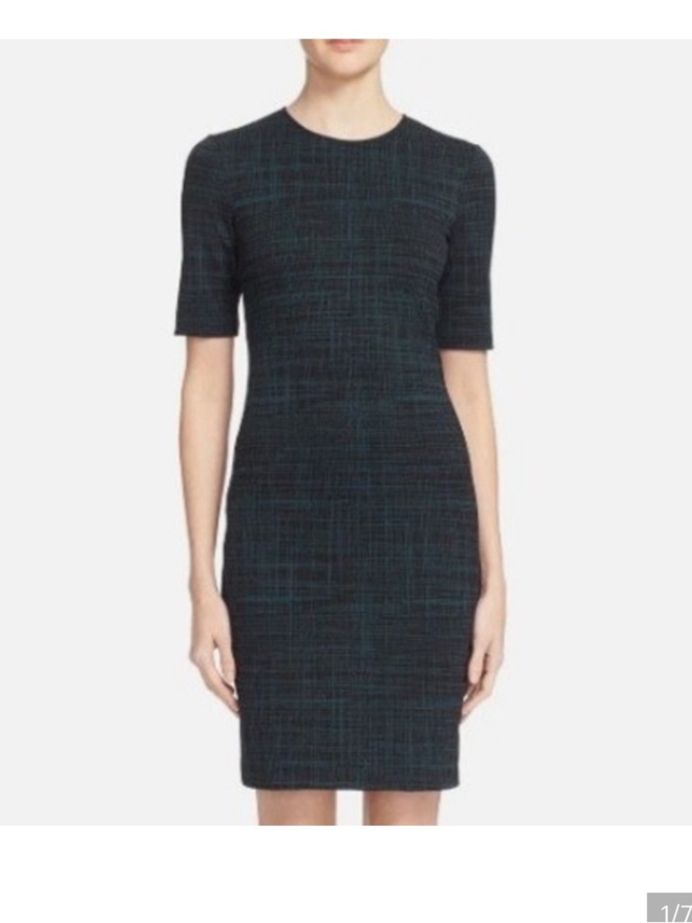 Theory Rijik Green & Black Structured Casual Chic Modern Dress w/ Stretch